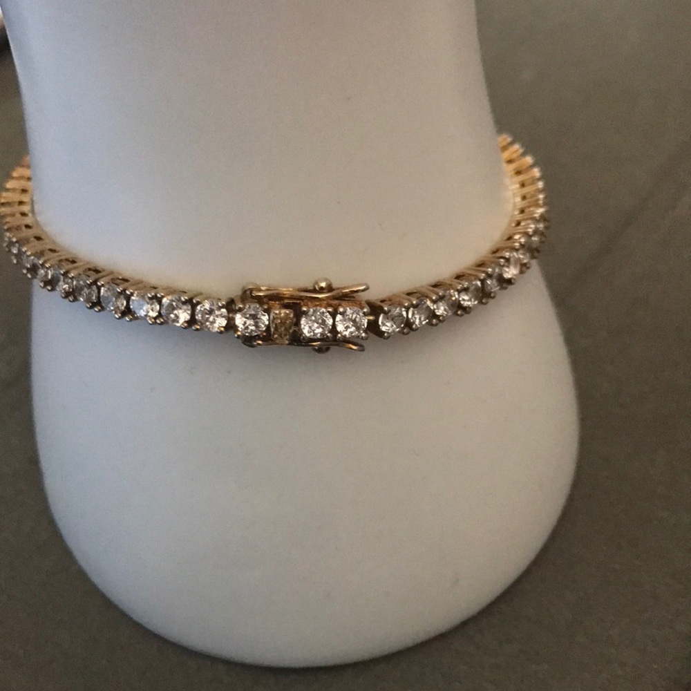 14k Over Sterling Silver Simulated Diamond Bracelet.